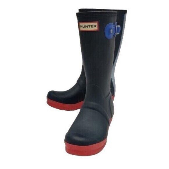 HunterMidnight Sky Blue Stripe Wellington Rain Color Block Boot 3 G 2B